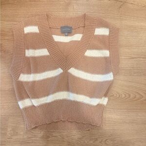 Vero Moda Tan & Cream Striped V-Neck Knit Sweater Vest